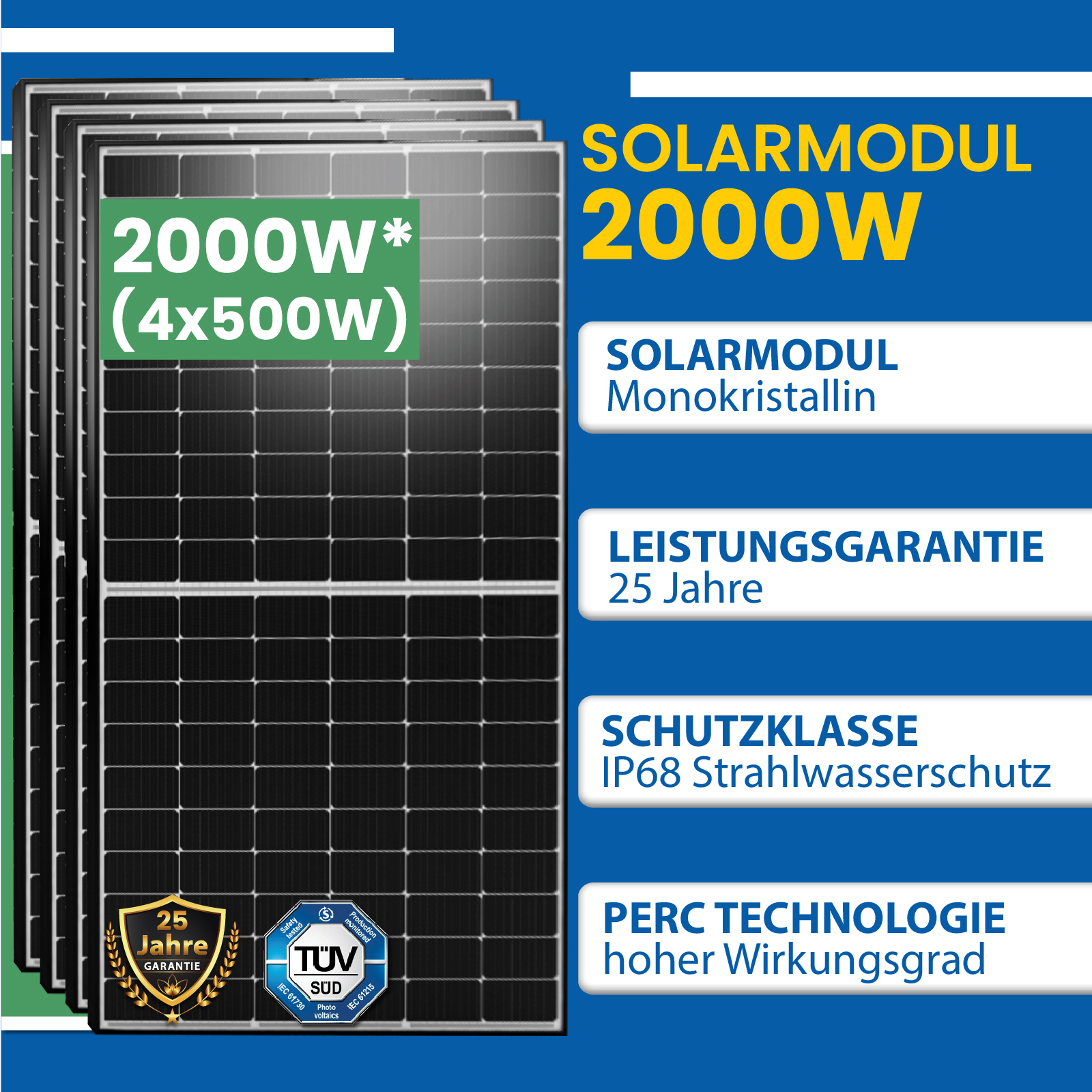 2000W Photovoltaik Balkonkraftwerk mit EPP 500W Solarmodule, Hoymiles HMS -1600-4T Wechselrichter und DTU-WLite-S - epp shop
