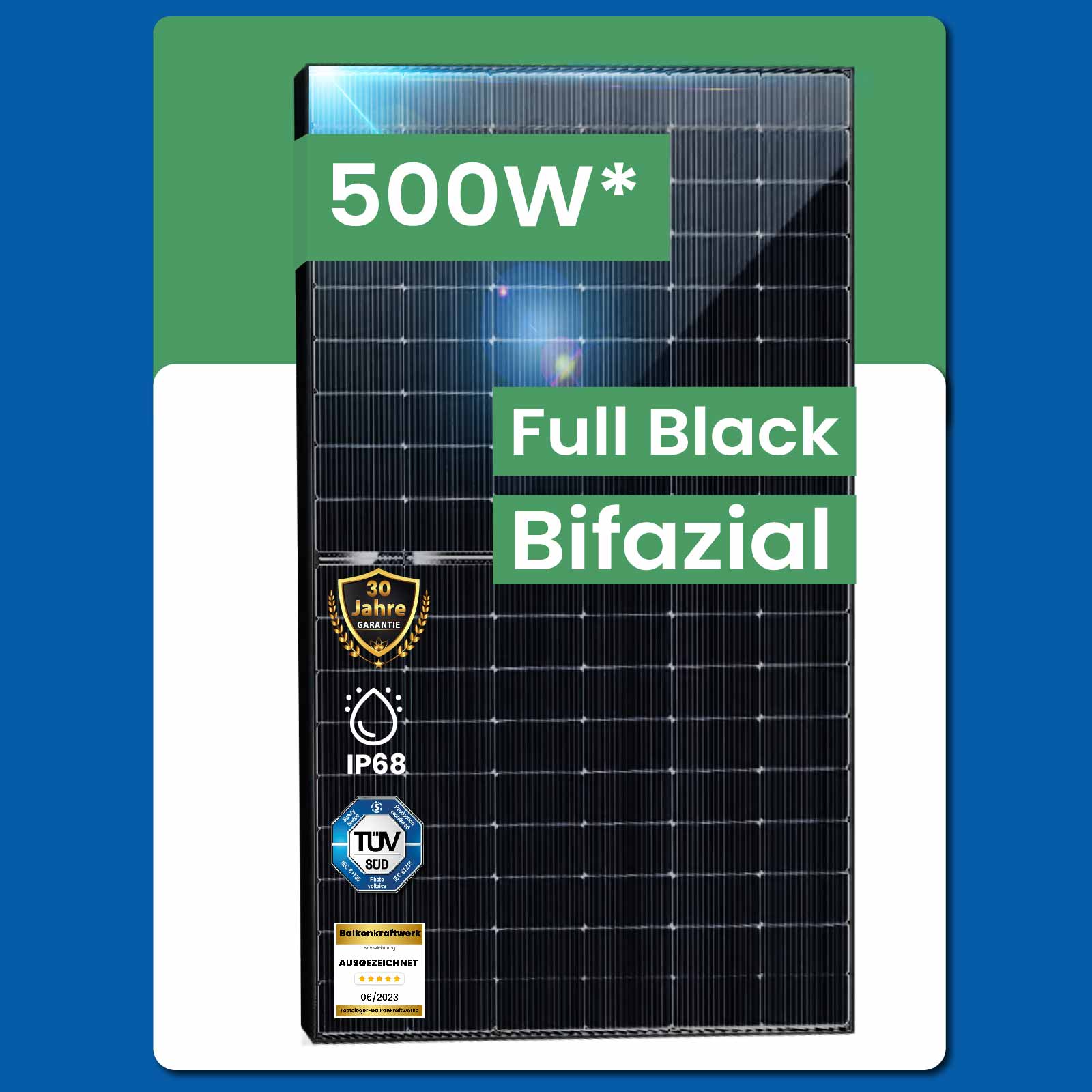 Solarmodul500WBifazialGlas-GlasPhotovoltaikSolarpanel